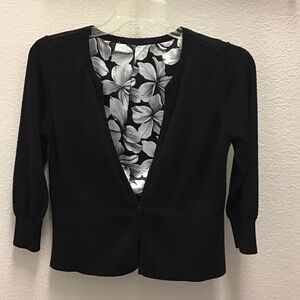 White House Black Market Elegant Black Blazer with Floral Lining